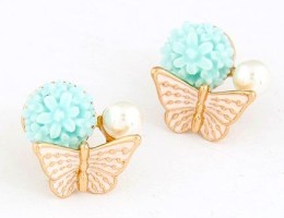Butterfly Pearl Stud Earrings